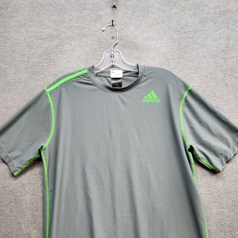 Adidas Men Shirt S Gray‎ Button Up Athletic Nylon, Spandex Logo Short Sleeve